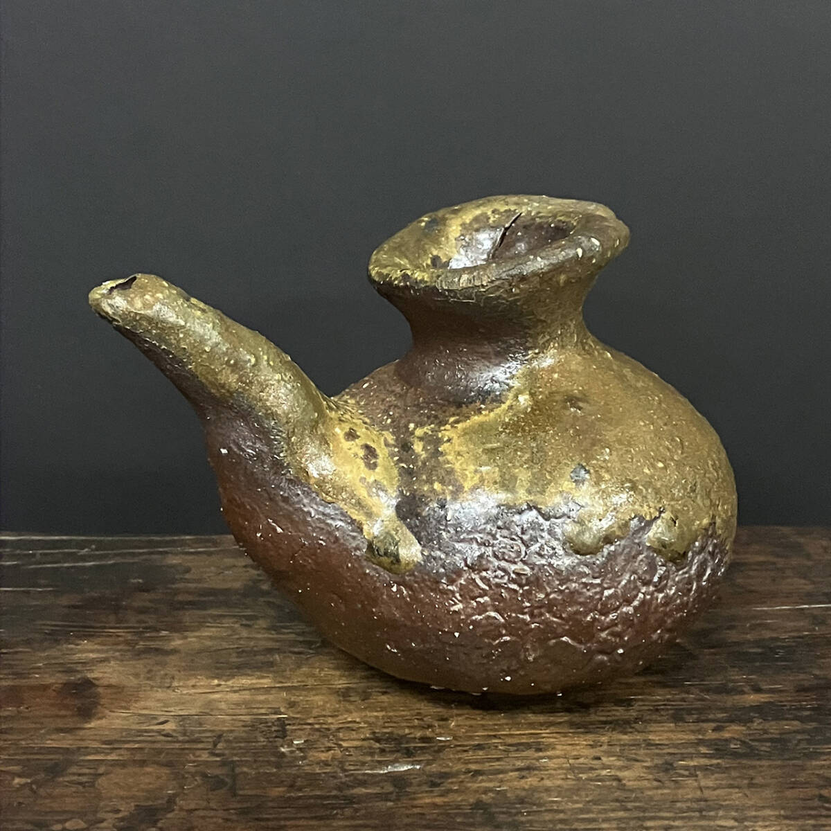 國吉清尚 陶芸 酒器 伝説の陶芸家 國吉清尚 焼締 珊瑚紋 カラカラ 酒注 (検索用