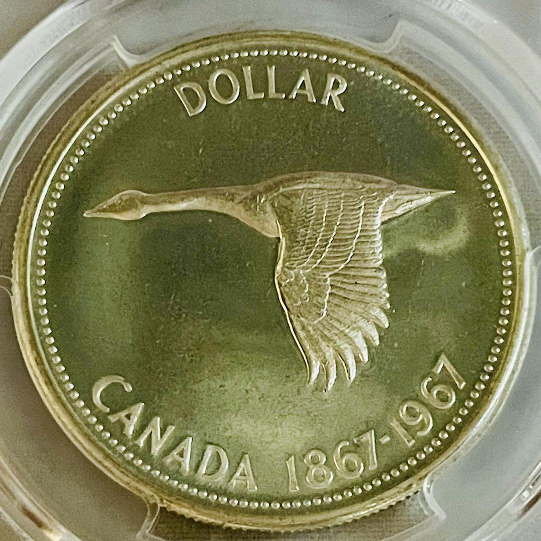 カナダ 1967 ヤングエリザベス＆フラインググース 銀貨 PCGS PL65 カナダ 1967 ヤングエリザベス＆フラインググース プルーフ銀貨