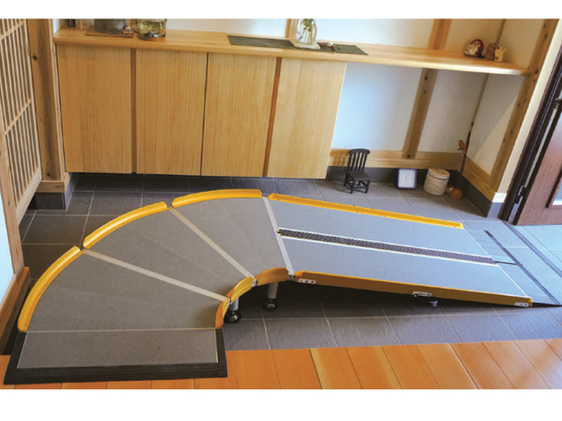 Lスロープ FK1000／100cm 微笑の杜若（シコク）屋外用段差解消スロープ