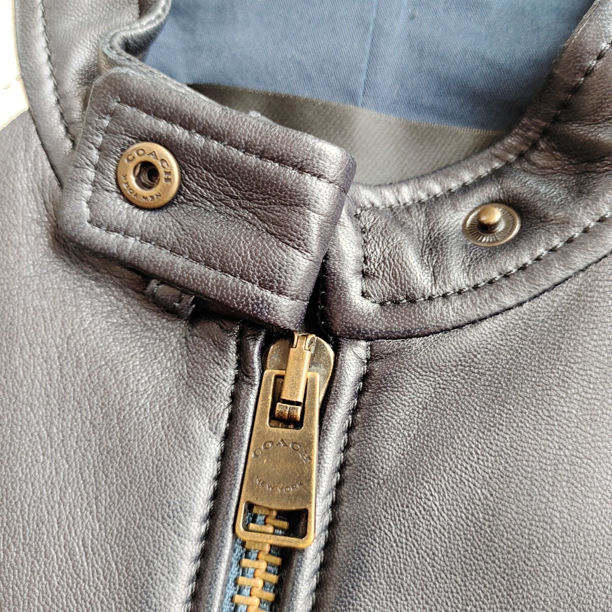 美品］COACH コーチ ラムレザージャケット バイカラー 黒／白