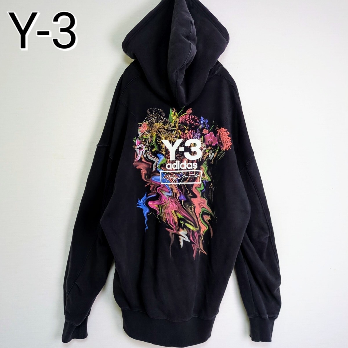 超希少】Y-3 ワイスリー フラワーアートロゴパーカー BLACK 超希少】Y-3 ワイスリー フラワーアートロゴパーカー BLACK