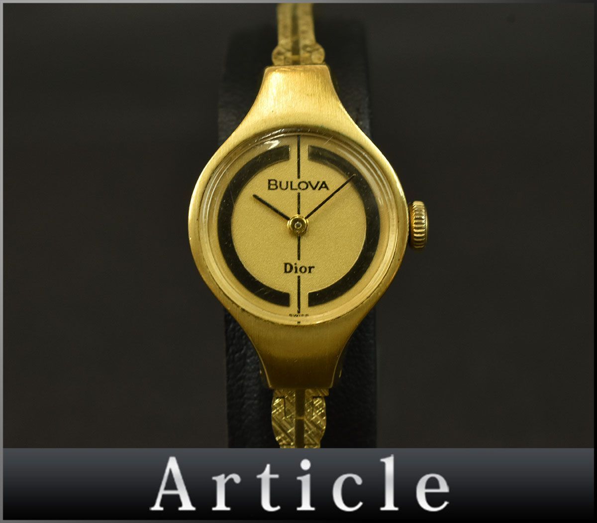 190118☆ 動作確認済 Christian Dior クリスチャン ディオール BULOVA ブローバ Wネーム レディースウォッチ 腕時計 クォーツ/ D