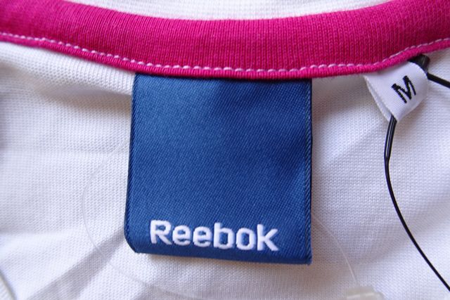 Reebok/ Reebok / короткий рукав футболка /V шея / цветочный принт принт / ламе входить принт / спорт / белый / белый /M размер (9/9R6)