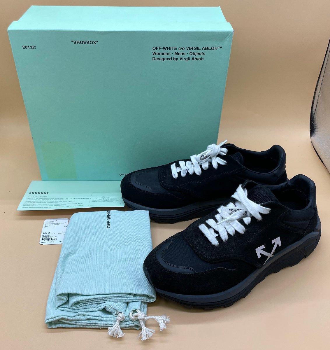 OFF WHITE オフホワイト スニーカー JOGGER OMIS9-1004 サイズ:41 ブラック/ホワイト ヤケ有☆良品☆[70-0715-O8]