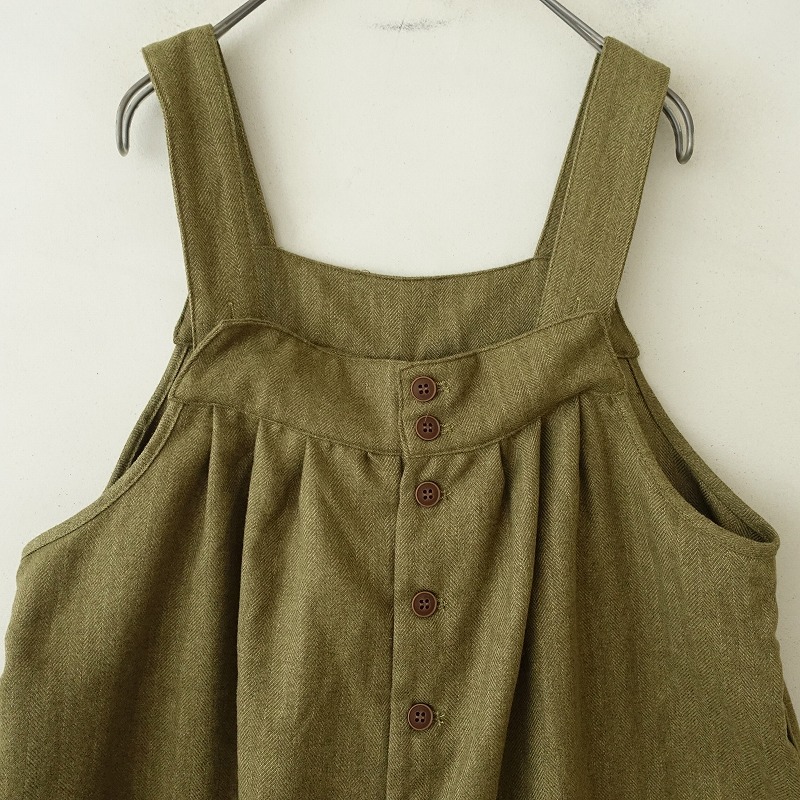 サマンサモスモス Samansa Mos2 *前後着サロペット*Fヘリンボーン微起毛ライトカーキ(33-2408-168)【60I42】_画像4