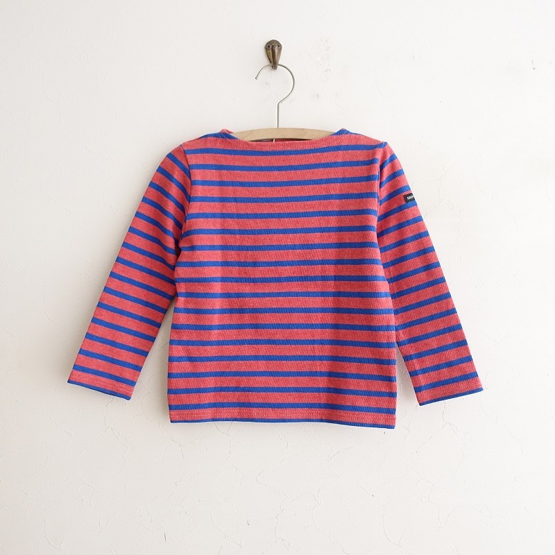 【美品】セントジェームス SAINT JAMES *OUESSANTギルトボーダーバスクシャツ*6ansレッド杢×ブルー綿キッズ(2-2408-118)【70I42】