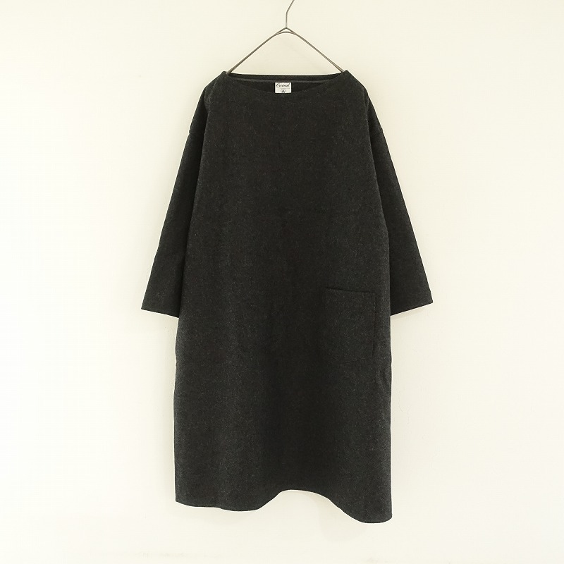 オーシバル ORCIVAL *トップフランネルワンピース*1ウール混チュニックチャコールグレー無地(33-2408-285)【80I42】