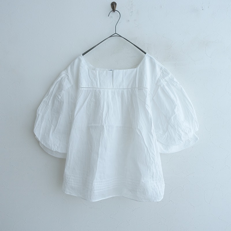 ティエリーコルソン Thierry Colson *SCARLETT TOP Lawn/バルーンスリーブブラウス*綿ホワイトスモック刺繍(2-2408-376)【22I42】