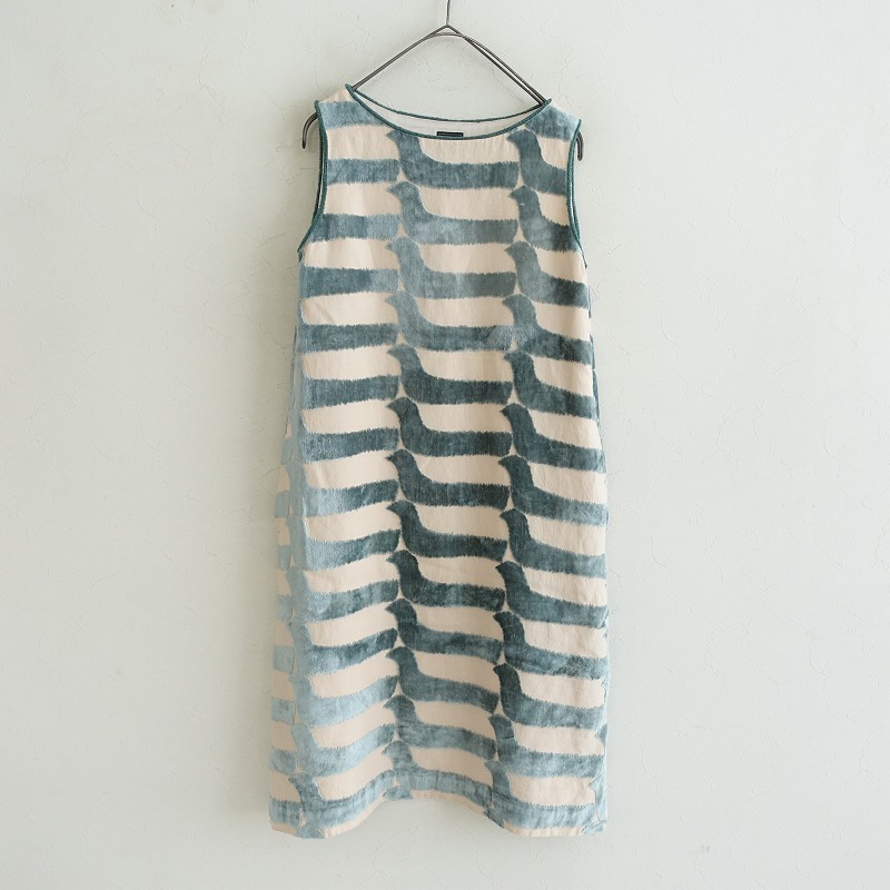 ミナペルホネン mina perhonen *bird boat パイル刺繍スリーブレスドレスワンピース*36ノースリーブ(33-2408-777)【32I42a】