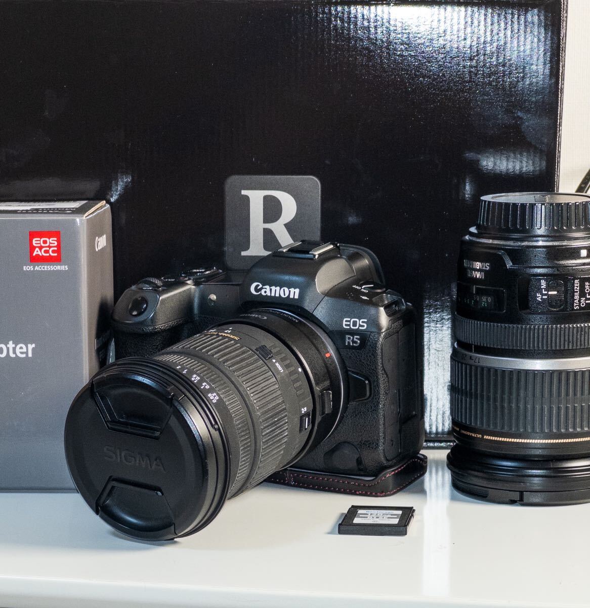 CANON R5 レンズ2本、cfexpressカード eos R EFマウントアダプターなどおまけ多数 f2.8 sigma キャノン Canon ミラーレス