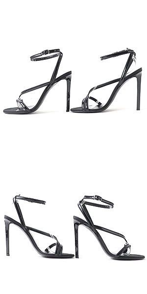  superior article ^ Italy made CELINE Celine lady's with strap . sharp sandals mules high heel black black 37 top lift attaching *