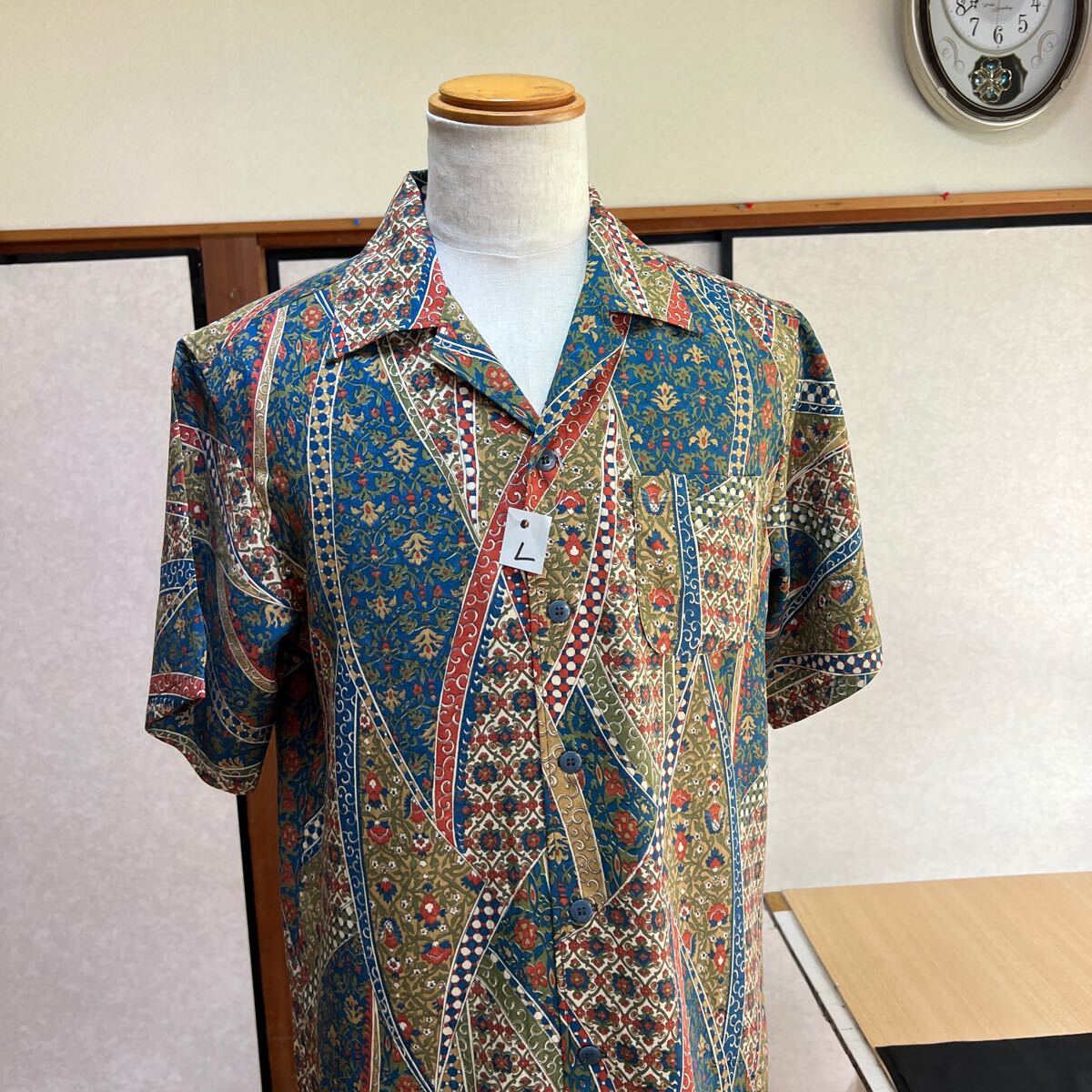 Lサイズ 着物リメイク アロハシャツ 和柄 古着 ハンドメイド Lサイズ 着物リメイク アロハシャツ 和柄 古着 ハンドメイド