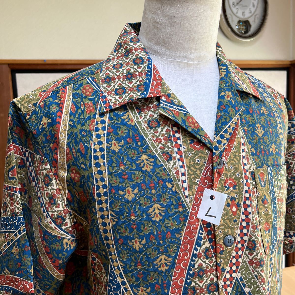Lサイズ 着物リメイク アロハシャツ 和柄 古着 ハンドメイド Lサイズ 着物リメイク アロハシャツ 和柄 古着 ハンドメイド