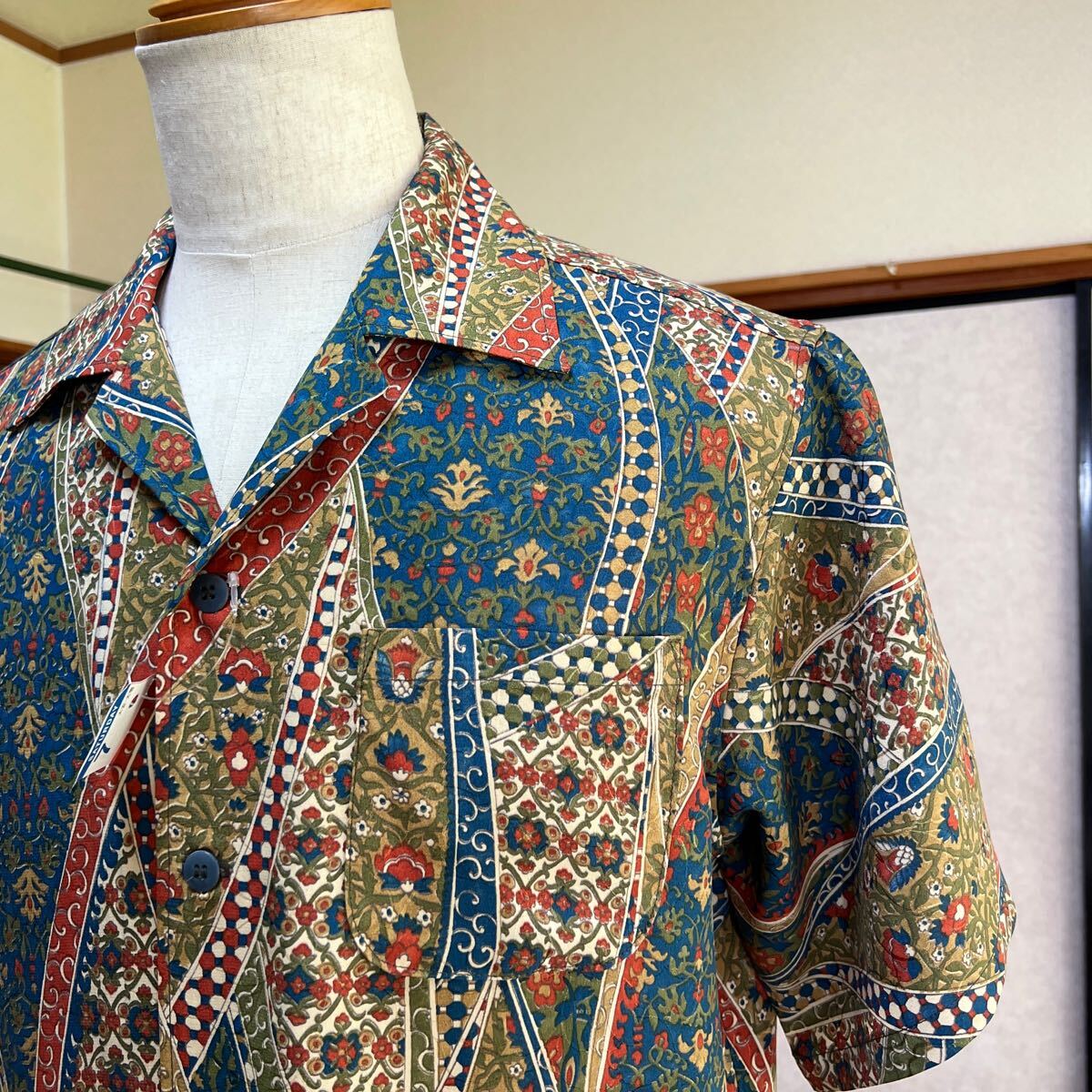 Lサイズ 着物リメイク アロハシャツ 和柄 古着 ハンドメイド Lサイズ 着物リメイク アロハシャツ 和柄 古着 ハンドメイド