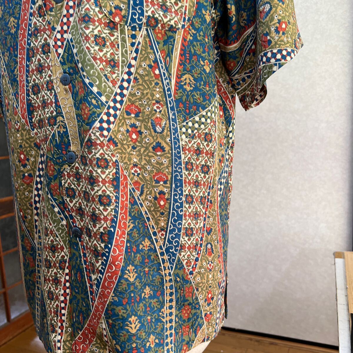 Lサイズ 着物リメイク アロハシャツ 和柄 古着 ハンドメイド Lサイズ 着物リメイク アロハシャツ 和柄 古着 ハンドメイド