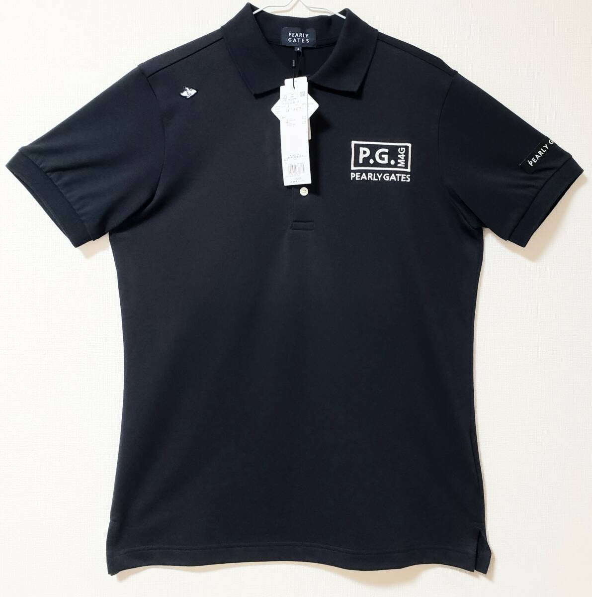人気ブランドを P.G.M4G 053-3160301 サイズ5 男性用 正規品 美品 新品タグ付き パーリーゲイツ GATES PEARLY ◯最新作 ドライマスター 半袖シャツ カノコ パーリーゲイツ