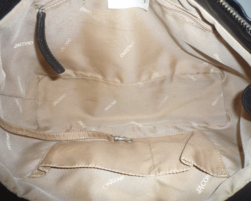 ヤコノ　JACONO　キャンバス　レザー　ホワイト　ブラック　ハンドバッグ　レディース_画像3