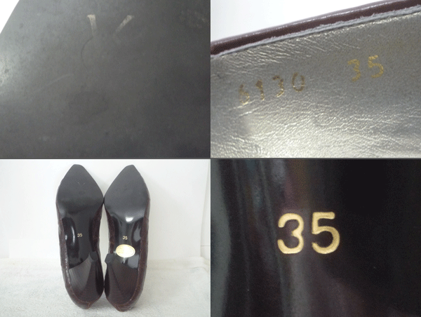 イヴ?サンローラン　YVES SAINT LAURENT　ダークブラウン　クロコ型押し　靴　パンプス　レディース