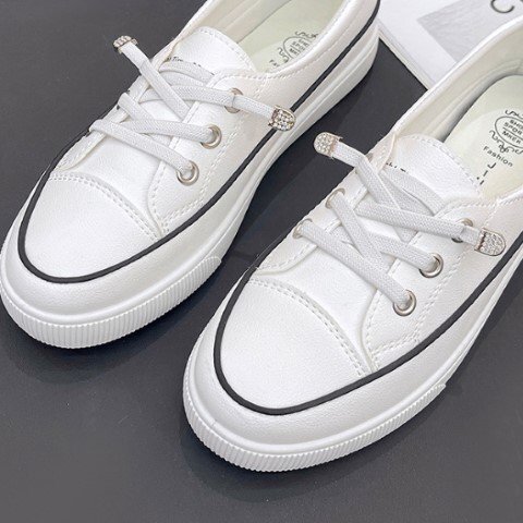  lady's Basic sneakers cord shoes shoes simple usually using white lovely 23.5cm(37) white 