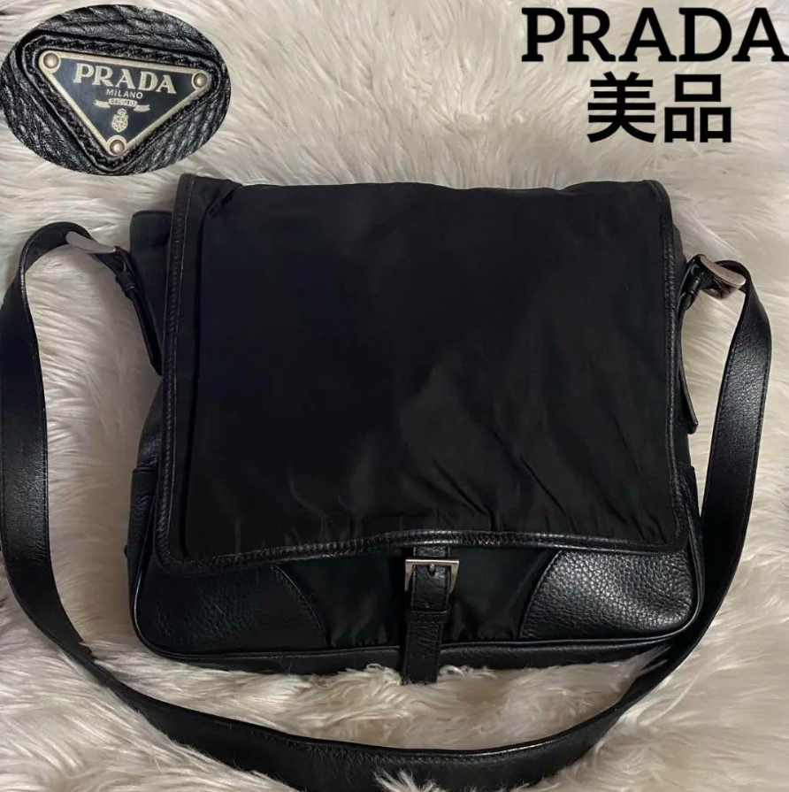 プラダ ショルダーバッグ 三角プレート ナイロン レザー シボ革 プラダ ショルダーバッグ 三角プレート ナイロン レザー シボ革
