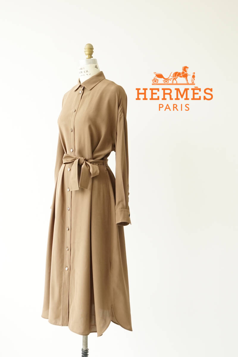 エルメス　シャツワンピース エルメス 2024 S/S シャツドレス ワンピース ホワイト #34 タグ