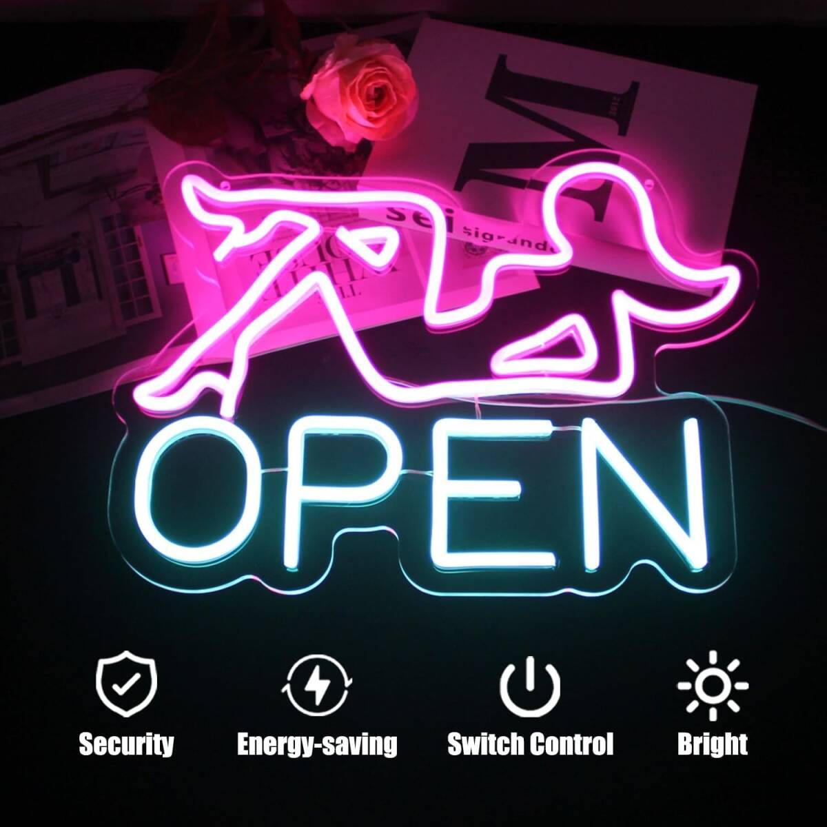 ネオンサイン バー オープンネオン 看板 バーLED ピンク ネオンサイン バー オープンネオン 看板 バーLED ピンク
