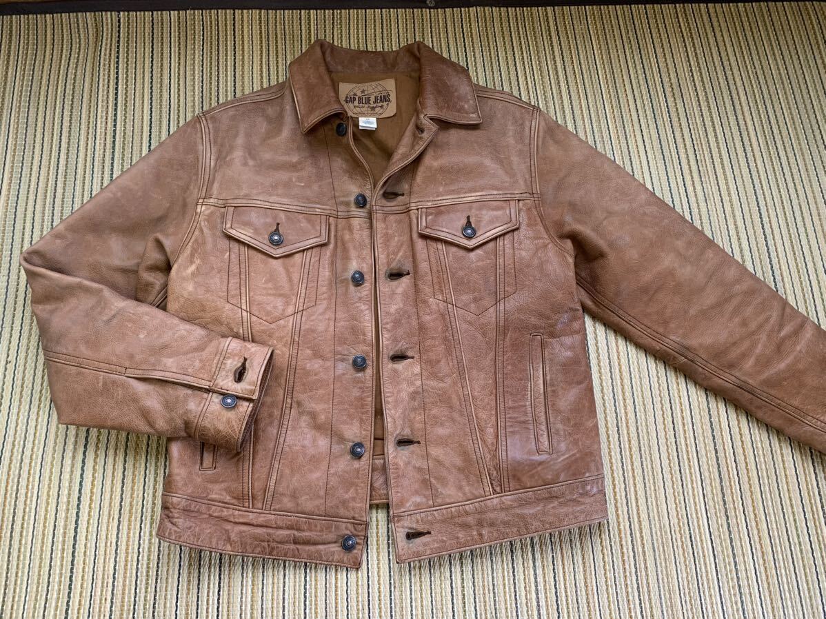 GAP BLUE JEANS leather jacket 革ジャン gジャンデニム GAP BLUE JEANS leather jacket 革ジャン gジャンデニム