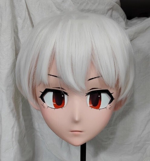 ハーフマスク 眼球付き カツラ付き 肌色 K 樹脂製 ヘッド ハーフマスク 眼球付き カツラ付き 肌色 K 樹脂製 ヘッド