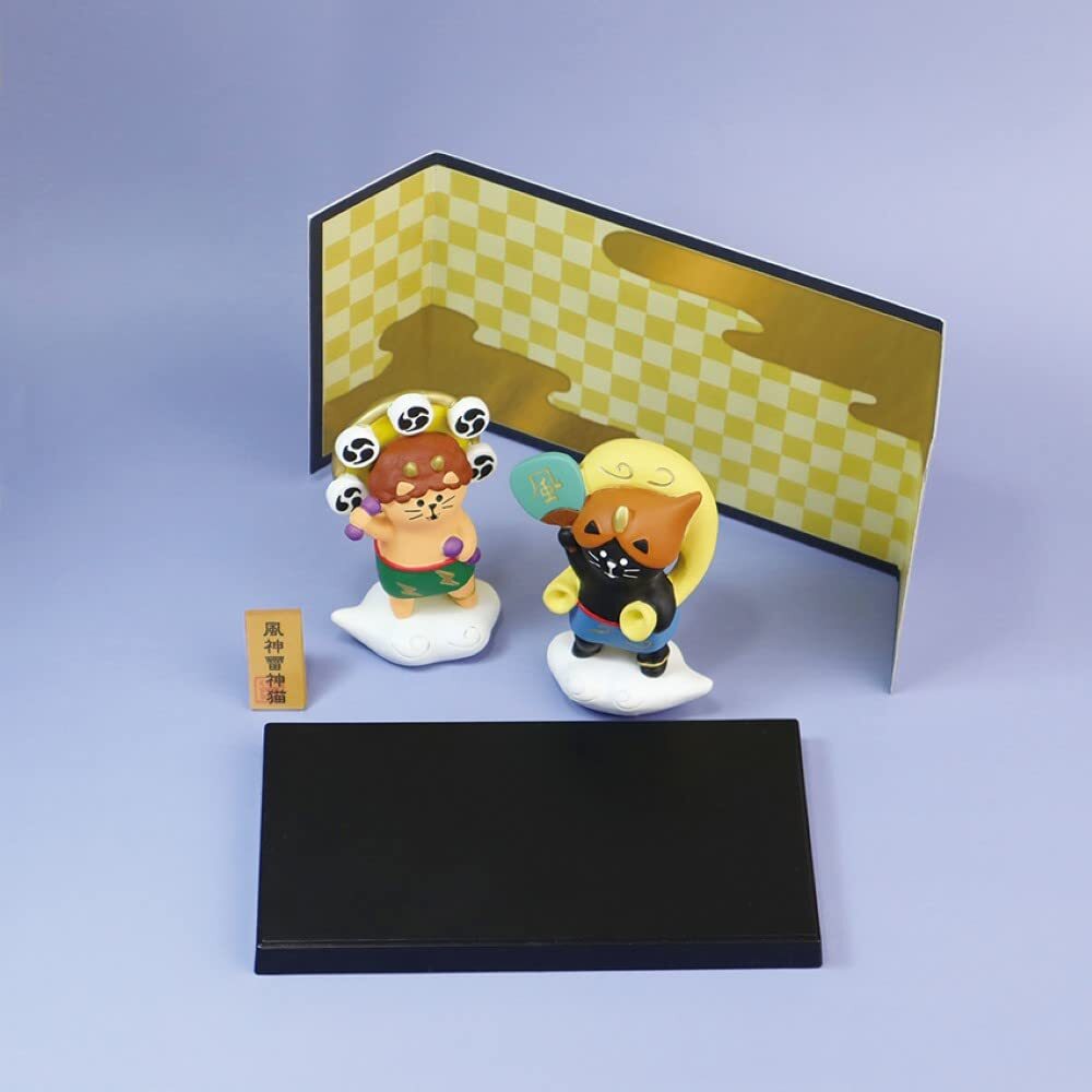 デコレコーポレーション concombre 風神雷神猫 屏風セット サイズ:約W21.5 D7 H8 ZCB-51421_画像2