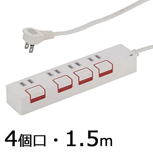 オーム電機 4口1.5ｍタップ雷PUSHSW HS-K1187W_画像2