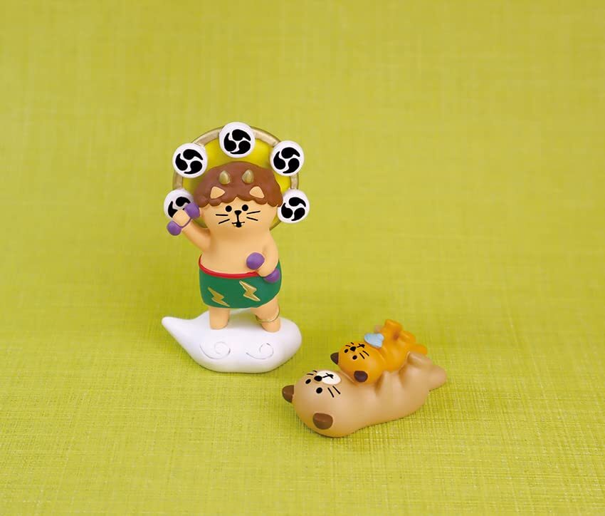 デコレコーポレーション concombre 風神雷神猫 屏風セット サイズ:約W21.5 D7 H8 ZCB-51421_画像4