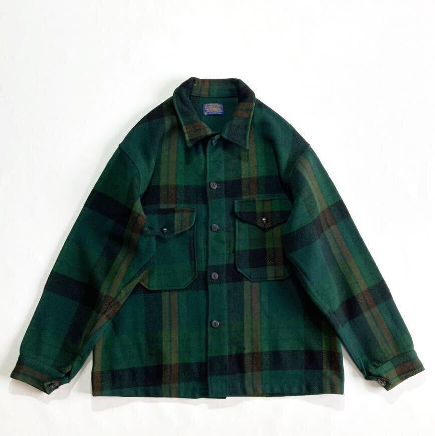 美品☆ビッグサイズ 60s 70s USA製 ペンドルトン ウールジャケット L 深緑 黒 ビンテージ ブラックウォッチ タータンチェック マッキーノ