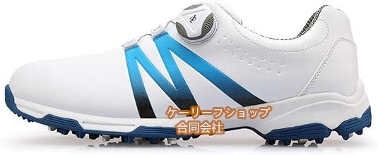 【ケーリーフショップ】メンズゴルフシューズ、レースシステム付き防水ゴルフシューズ( 色: ブルー)