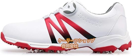 【ケーリーフショップ】PGM メンズゴルフシューズ、レースシステム付き防水ゴルフシューズ( 色: レッド)