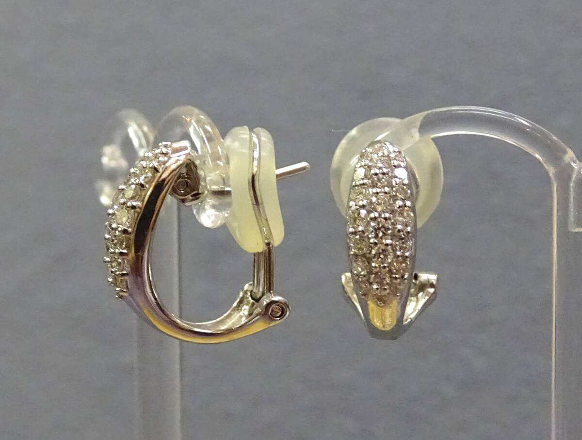 高級！K18WG【ピアス＆イヤリング】両方使い！消費稅?送料込み?ダイヤ：0.50c?新品?未使用?鑑別書