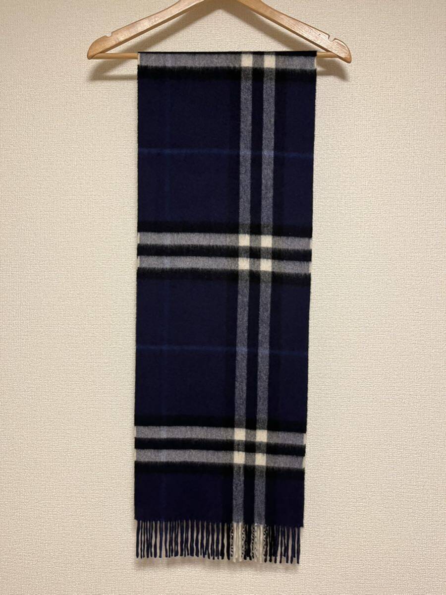 BURBERRY Burberry muffler кашемир 100% индиго оттенок голубого прекрасный товар бесплатная доставка!!!