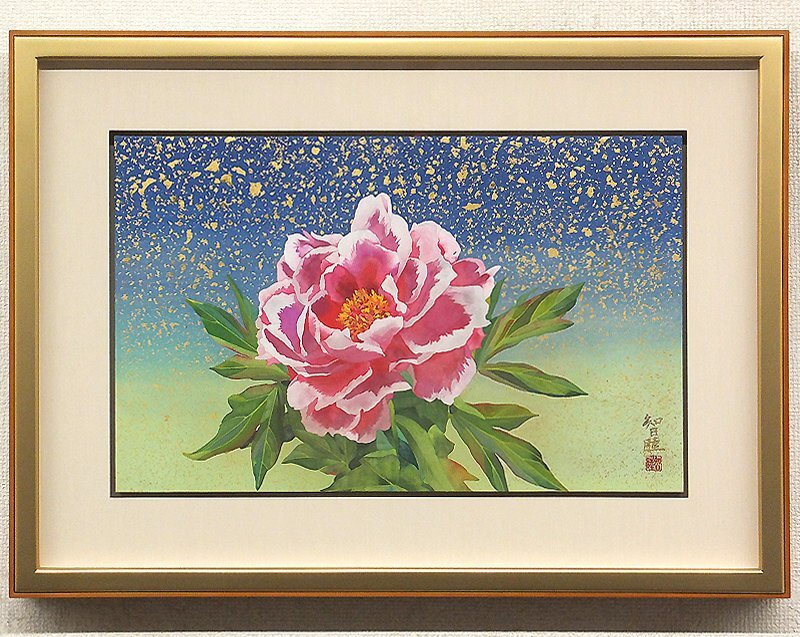 送料無料 いつまで Yahoo!オークション 日本画10号共 「牡丹」 【GLC】大久保智睦 - 絵画