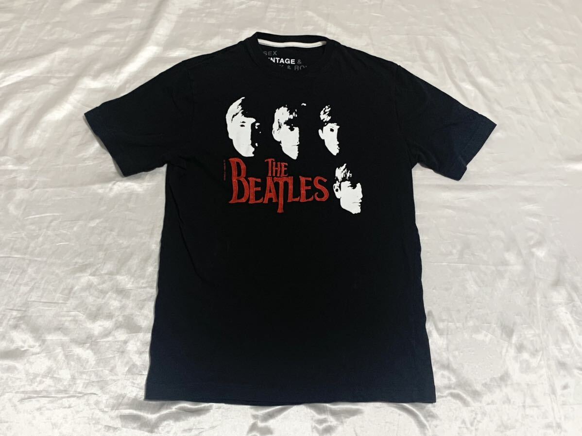 【送料無料 値下げ交渉歓迎】ウィズザビートルズ アルバムジャケット 半袖刺繍Tシャツ ビッグロゴ ブラックホワイトレッド古着UK音楽バンド