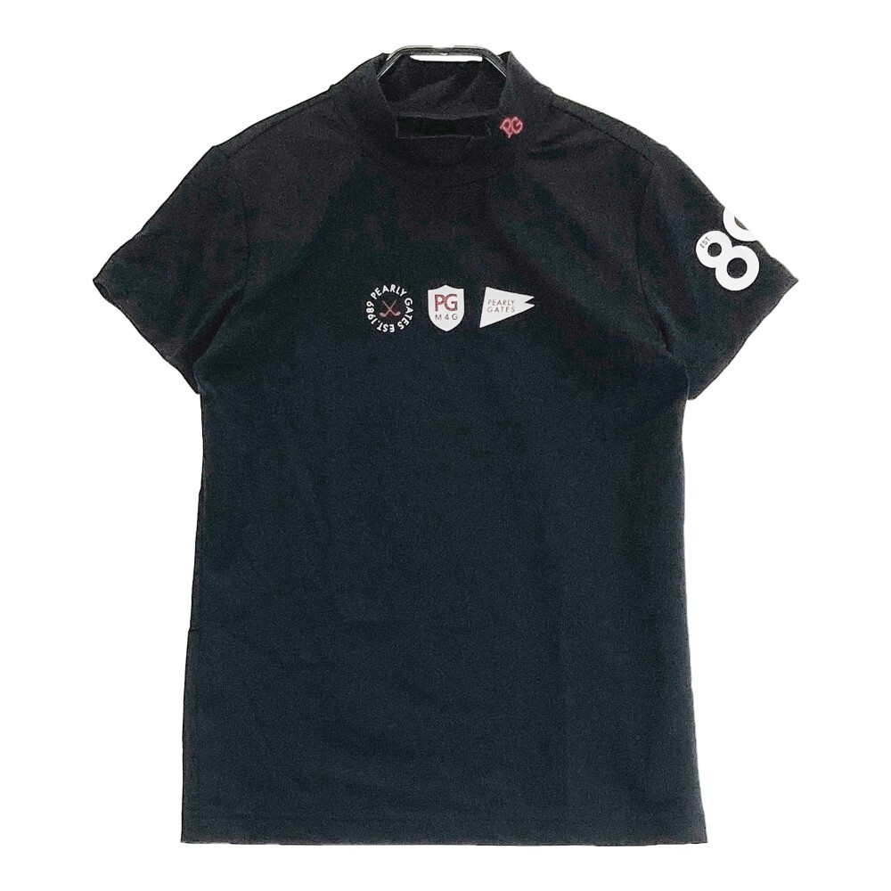 PEARLY GATES パーリーゲイツ 2023年モデル ハイネック 半袖Tシャツ ブラック系 0 [240101274105] ゴルフウェア レディース