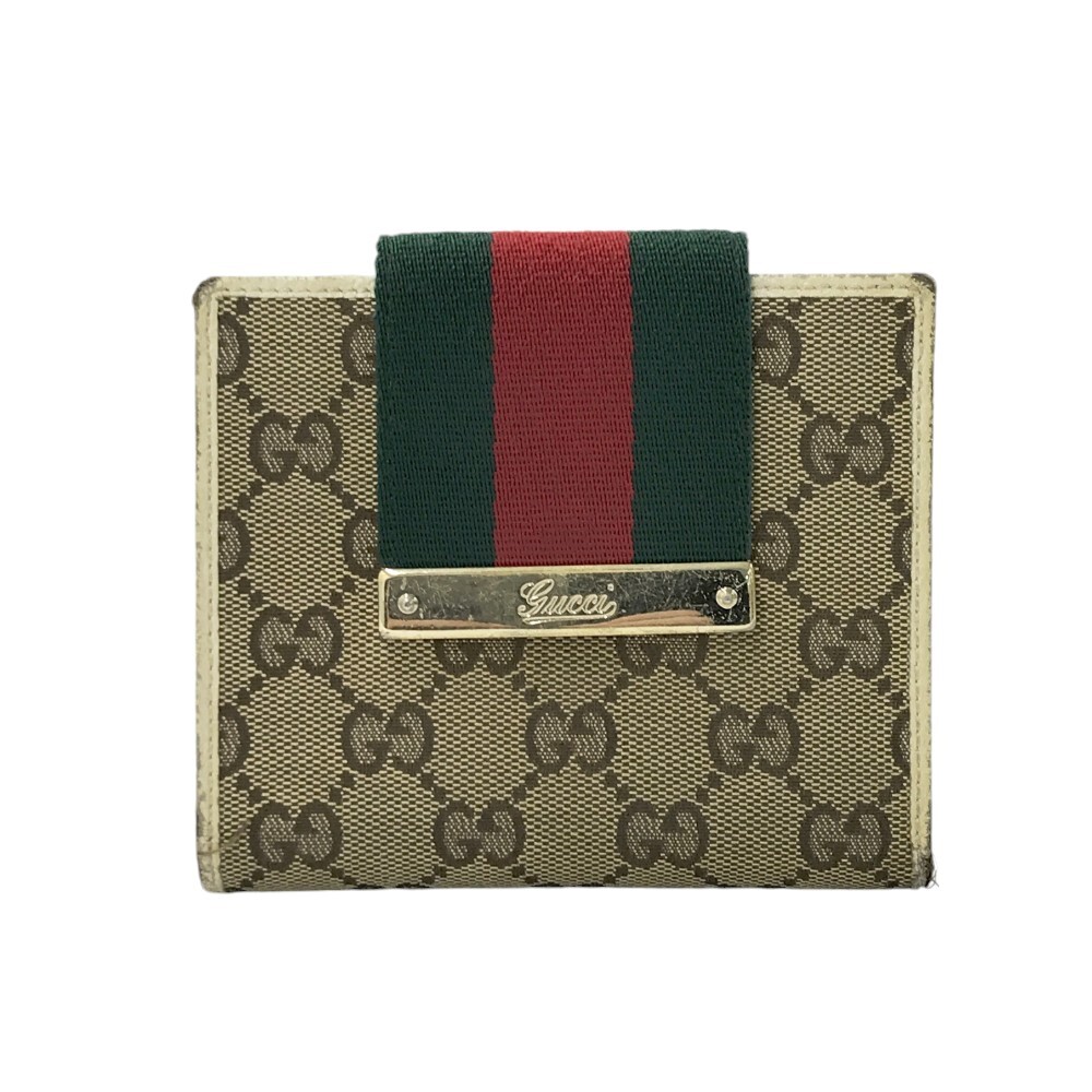 GUCCI グッチ 181669 二つ折り財布 シェリー GG柄 ベージュ系 [240101272558] レディース