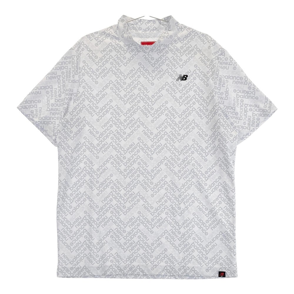 NEW BALANCE ニューバランス 2023年モデル ハイネック 半袖Tシャツ ロゴ 総柄 ホワイト系 7 [240101182651] ゴルフウェア メンズ