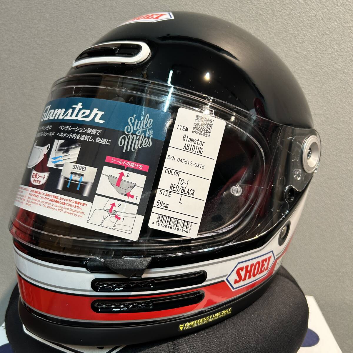 新品未使用　SHOEI　Glamster ABIDING　TC-1 　RED　BLACK　Ｌサイズ　フルフェイス　ヘルメット　バイク　グラムスター アバイディング