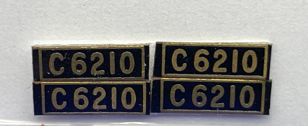 4I0622S HO gauge Manufacturers unknown C62 10 number plate 