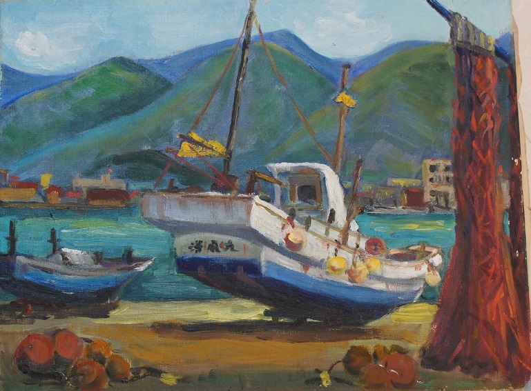 清風丸』画家名不明の逸品 油絵