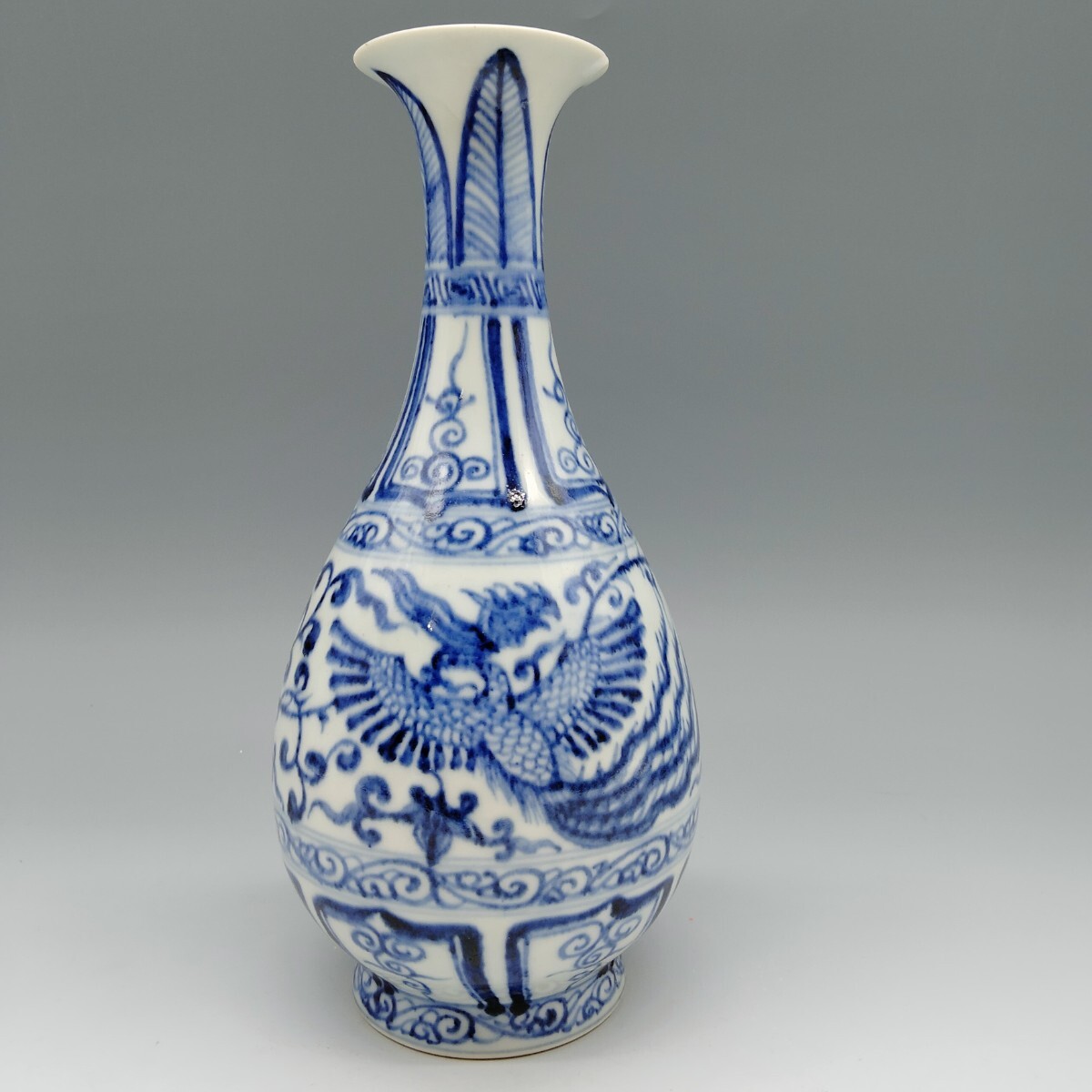 染付麒麟鳥紋花瓶 青花 古玩 中国古玩 古美術 中国美術 景徳鎮 染付麒麟鳥紋花瓶 青花 古玩 中国古玩 古美術 中国美術 景徳鎮