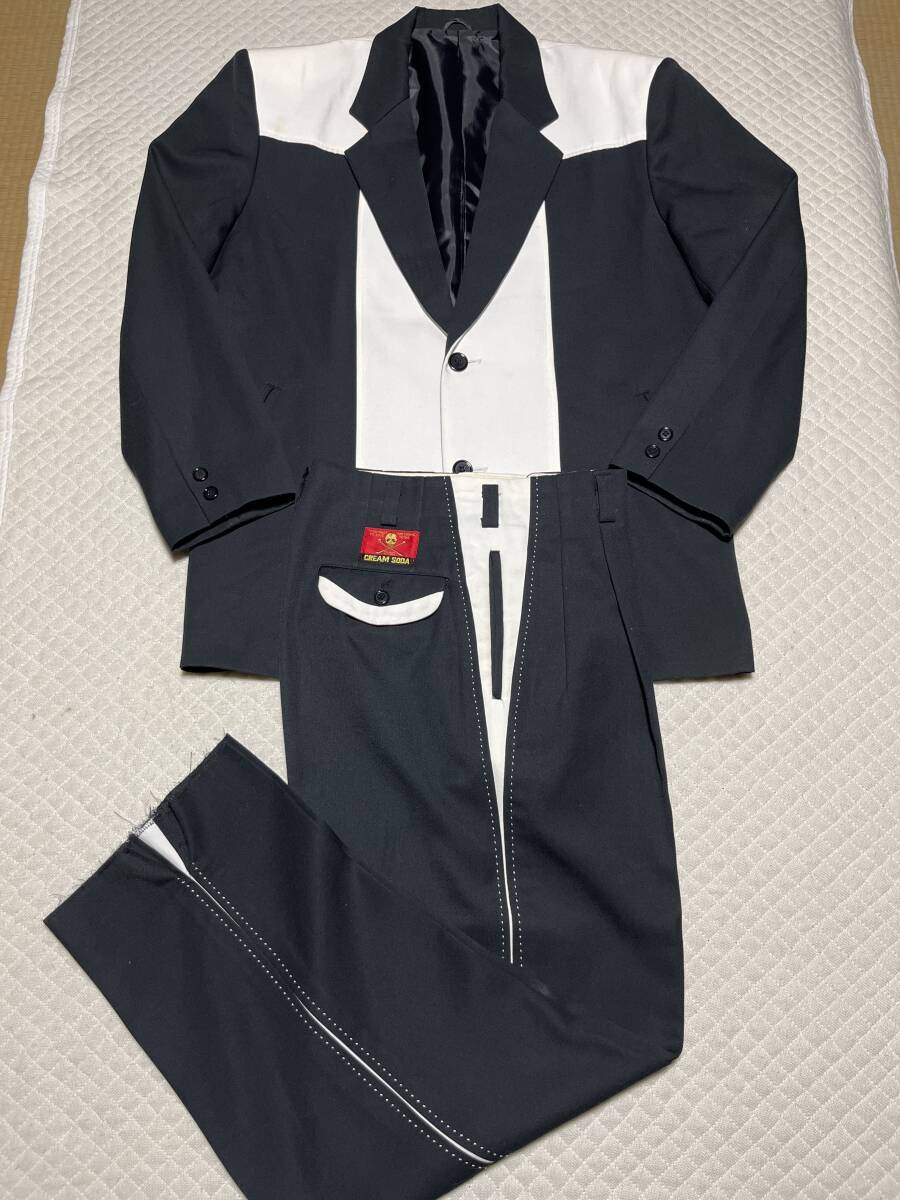 昭和 革ジャン◆ ロックンロール50'sロカビリークリームソーダ東洋マックショウ 80s 当時 貴重 CREAM SODA ビンテージ 黒白ツートン クリーム