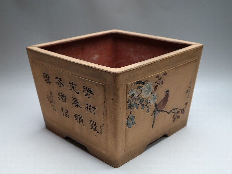 □植木鉢 朱泥 中国 在銘 その2□か-50|盆栽 □植木鉢 朱泥 中国 在銘 その2□か-50|盆栽
