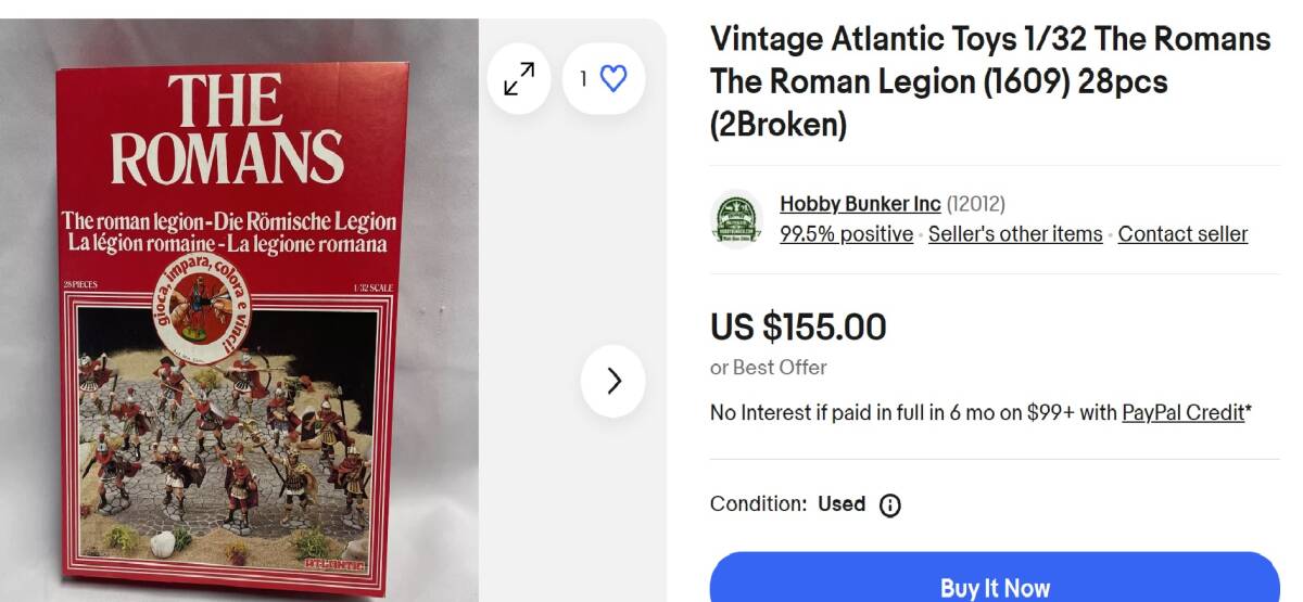 ◇Vintage Atlantic Toys 1/32 The Romans The Roman Legion (1609) 28pcs◇ アトランティック　1/32　ローマ兵　◇長期保管品◇