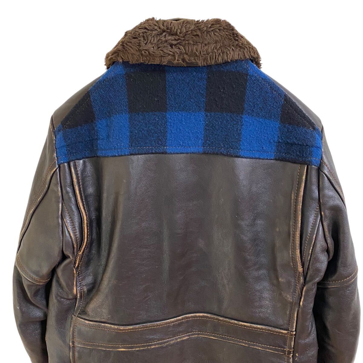ナンバーナイン number nine 08AW レザー ボア 青チェック ナンバーナイン number nine 08AW レザー ボア 青チェック