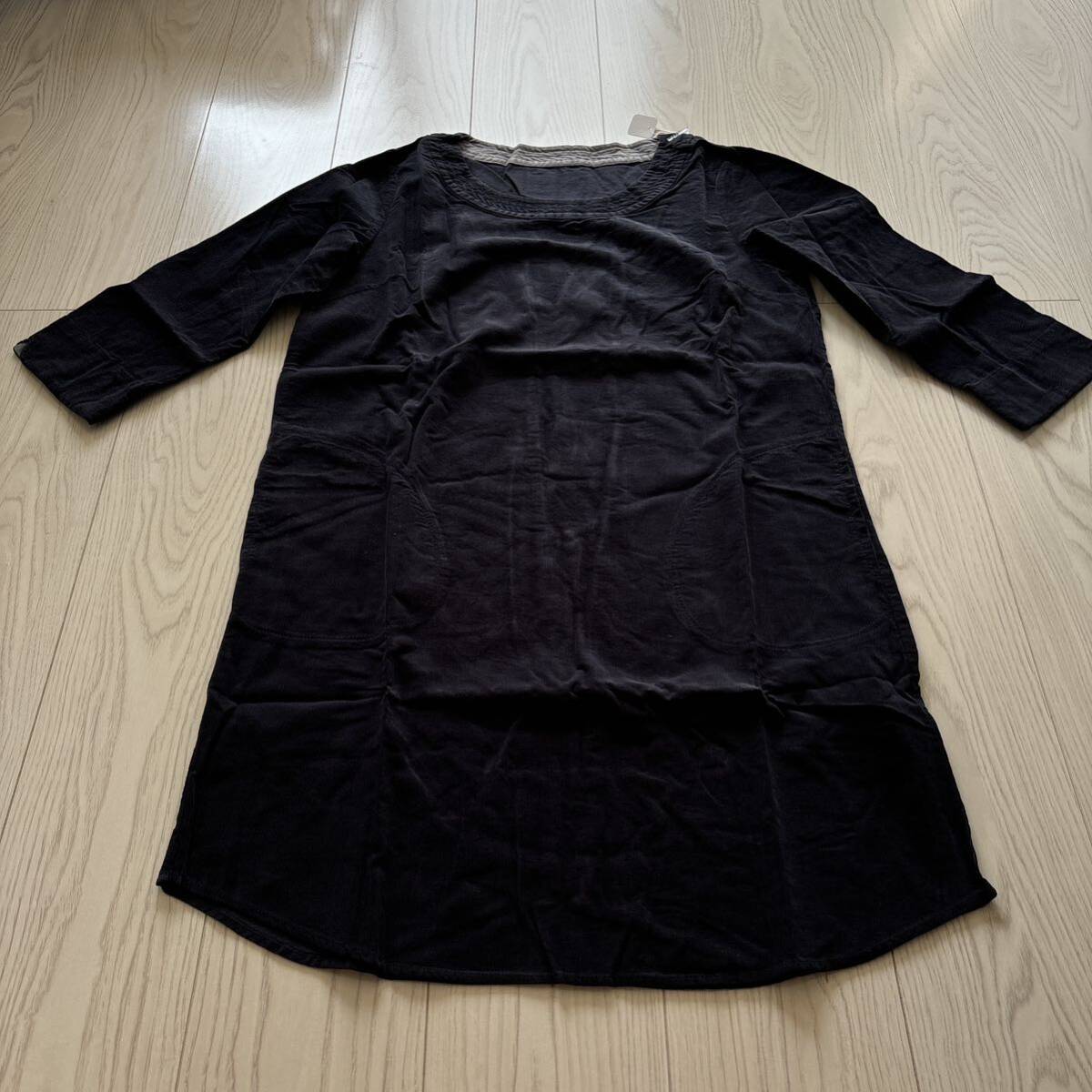 未使用●コーデュロイ ワンピース ネイビー/Lサイズ/紺色/ワンピ/綿100％/レディース/婦人服/長袖/チュニック/紺/女性/シンプル ★1741-4